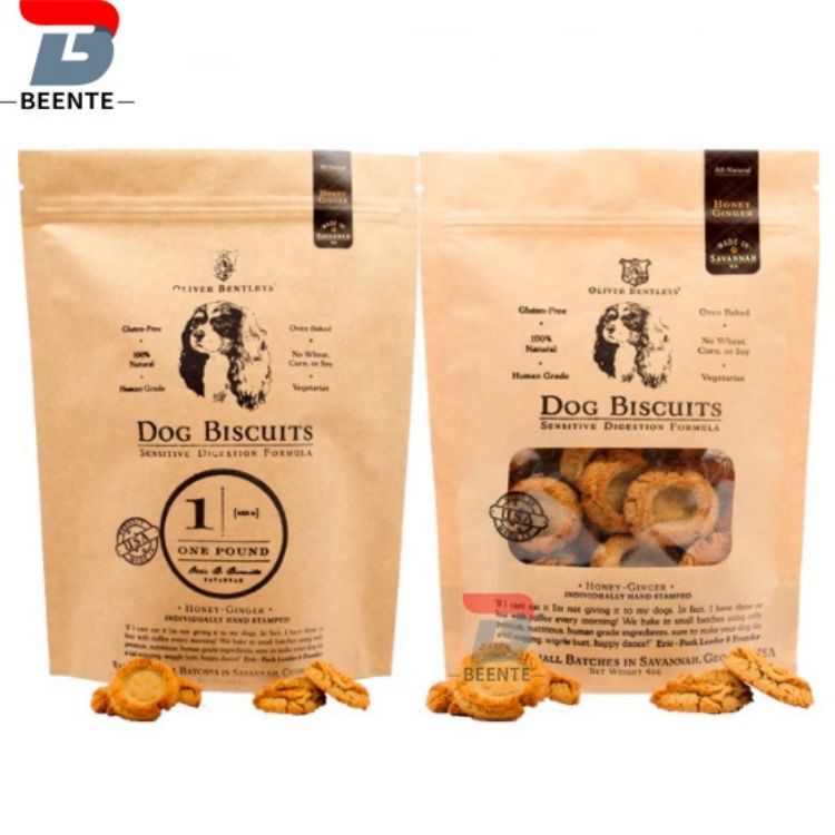 Vetoketju Pet Food Grade Kraft Paper Bag Pakkaus